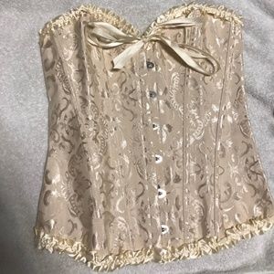 Cream brocade style overbust corset